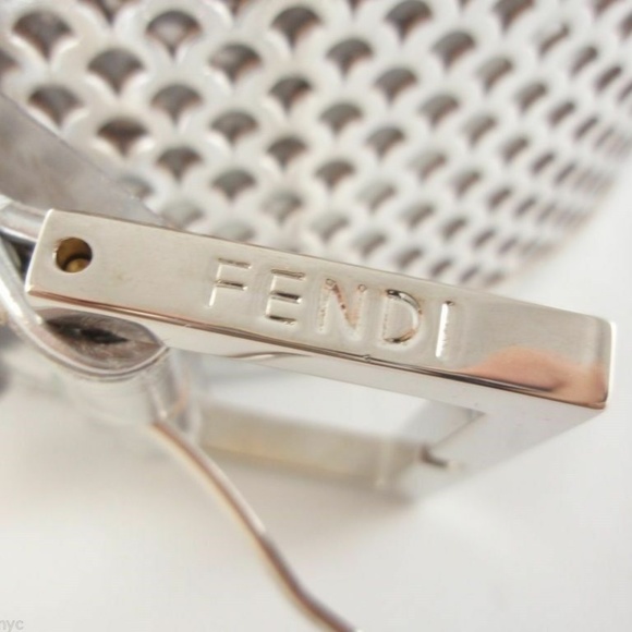 Fendi Silver Perforated Leather Belt Size 34 $615.